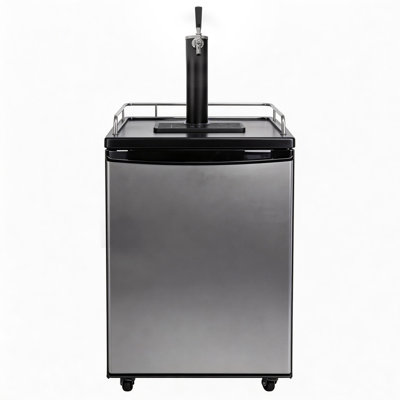 Single Tap 5.4 Cu.Ft. Kegerator Beer Keg Dispenser In Silver With Shelves, CO2 Cylinder, Drip Tray And Rail | Fridge.com