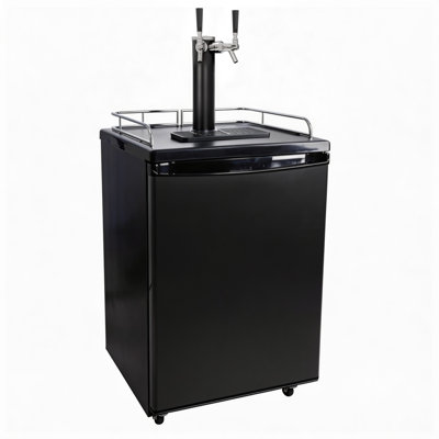 Dual Tap 5.4 Cu.Ft. Kegerator Beer Keg Dispenser In Black With Shelves, CO2 Cylinder, Drip Tray And Rail | Fridge.com