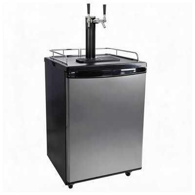 Dual Tap 5.4 Cu.Ft. Kegerator Beer Keg Dispenser In Silver With Shelves, CO2 Cylinder, Drip Tray And Rail | Fridge.com