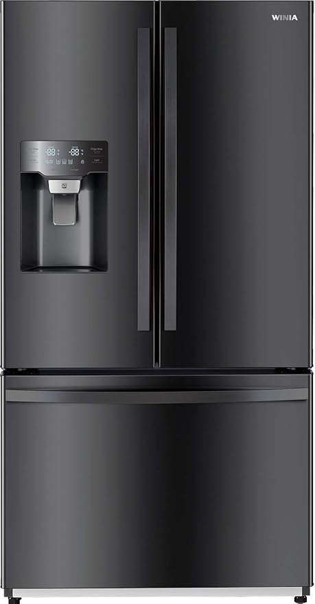 Winia WRFS26SUJE 25.5 Cu. Ft. French Door Dispenser Refrigerator With a Dual Ice Maker - Black Stainless Steel | Fridge.com
