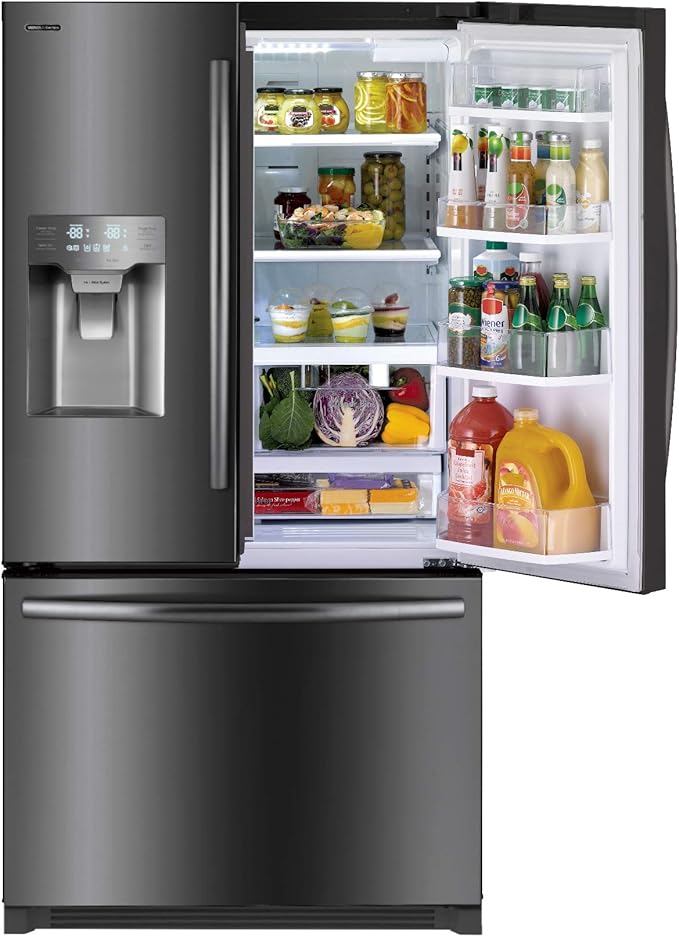 Winia WRFS26SUJE 25.5 Cu. Ft. French Door Dispenser Refrigerator With a Dual Ice Maker - Black Stainless Steel | Fridge.com