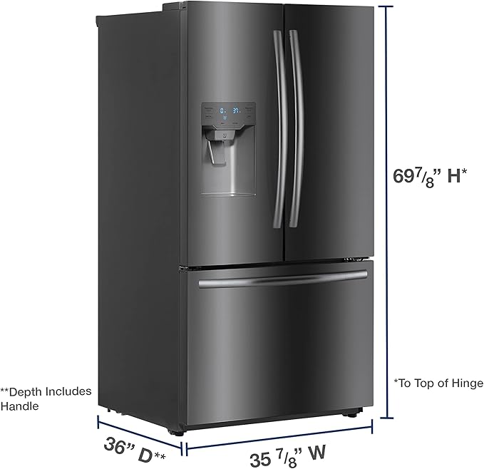 Winia WRFS26SUJE 25.5 Cu. Ft. French Door Dispenser Refrigerator With a Dual Ice Maker - Black Stainless Steel | Fridge.com