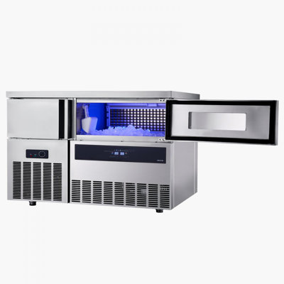 Commercial Ice Maker Machine, 330 lbs/24H Stainless Steel Ice Machine with Worktop, 88 lbs Storage & 144 Cubes/Cycle, Self-Cleaning Freestanding Ice-M | Fridge.com