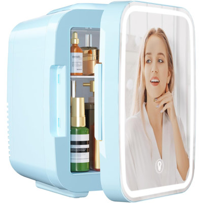 Yashe Skincare Fridge Mini Fridge For Bedroom With Dimmable LED Mirror, 4liter/6 Cans Cooler And Warmer For Makeup, Cosmetic, Beauty, Portable Refrige | Fridge.com