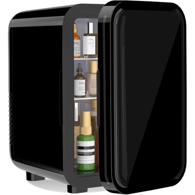 Gloss Black 6L 8Can Portable Mini Fridge, 110V AC/DC Thermoelectric Cooler — YASHE, model MFA-6L-H-Black