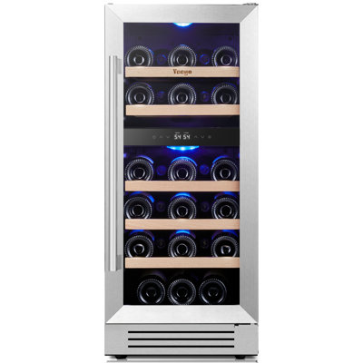 Yeego 15" Dual Zone Built-In Under Counter Wine Cooler, 28 Bottle Compressor Wine Refrigerator | Fridge.com