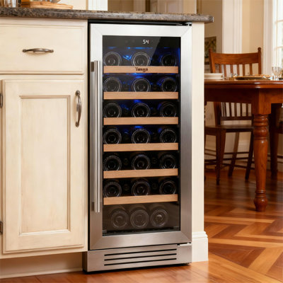 Yeego 15" Single Zone Built-In Under Counter Wine Cooler, 33 Bottle Compressor Wine Refrigerator — FIN-0019316 | Fridge.com