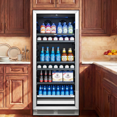 275L Built-in Beverage Refrigerator with Left Swing Door, Stainless Steel Frame and Double-Layer Glass | Fridge.com