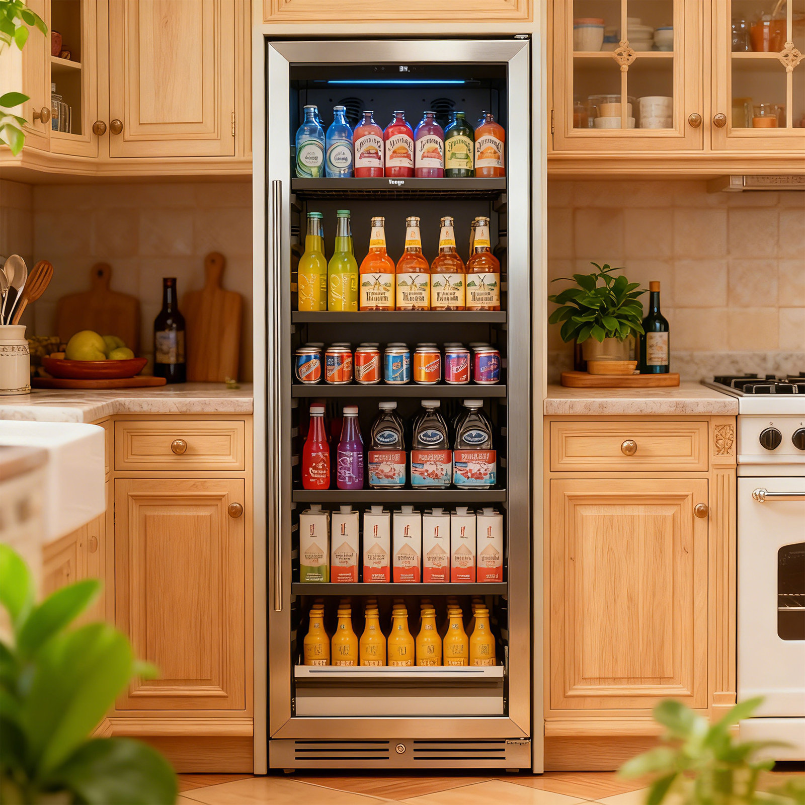 428L Built-in Beverage Refrigerators & Coolers with Right Swing Door, Stainless Steel Construction & UV-Protected Glass Door | Fridge.com