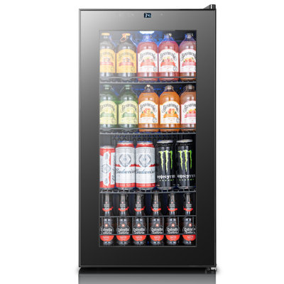 105-can Beverage Refrigerator, 3.1cu.ft Mini Fridge with Glass Door Freestanding Beverage Fridge — YEEGO, model YG-BSJC88-25US