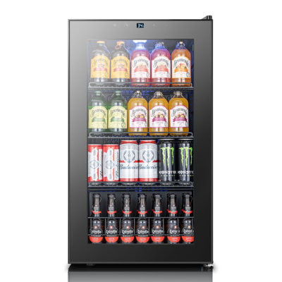 Yeego 130-Cans Single Zone Freestanding Beverage Cooler  18.9" W Drink Fridge With Glass Door, Adjustable Shelves & Digital Control | Fridge.com