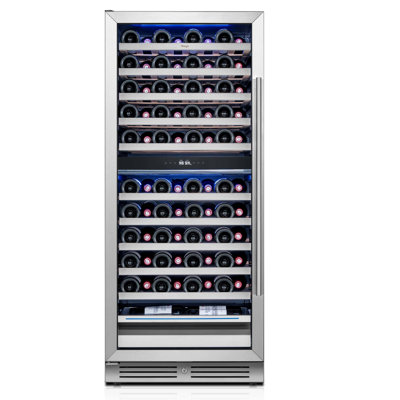 Yeego DualZone 23.4" 89 Bottle Wine Refrigerator, VariableFrequency Cooling, DoublePaned LowE ArgonFilled Glass Door, Energy Star Certified, Free | Fridge.com