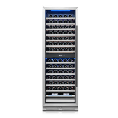 Yeego DualZone 23.4" 154 Bottle Wine Refrigerator, VariableFrequency Cooling, DoublePaned LowE ArgonFilled Glass Door, Energy Star Certified, Fre | Fridge.com