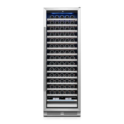 Yeego SingleZone 23.4" 165 Bottle Wine Refrigerator, VariableFrequency Cooling, DoublePaned LowE ArgonFilled Glass Door, Energy Star Certified, F | Fridge.com
