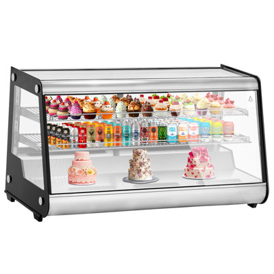 Commercial Cake Display Refrigerator, 8.1 Cu.ft Single-Door Merchandiser Cooler with LED Lighting, Double-Layered Glass Display Case, Countertop/Floor — FIN-0015571 | Fridge.com