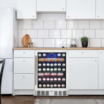 166-Can Beverage Cooler Refrigerator with Digital Thermostat, Adjustable Temperature Control 36-60F, Quiet Compressor, Lockable Glass Door Display, F | Fridge.com