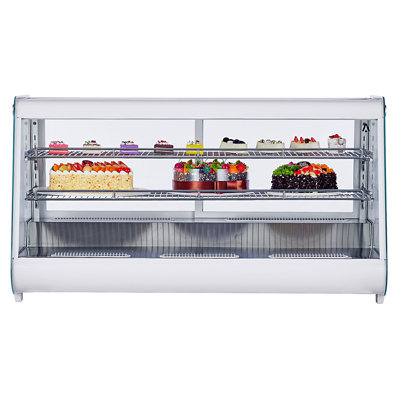 Commercial Cake Display Refrigerator, 8.1 Cu.ft Single-Door Merchandiser Cooler with LED Lighting, Double-Layered Glass Display Case, Countertop/Floor | Fridge.com