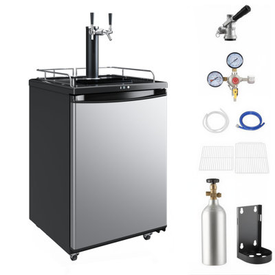 Press Twice Kegerator Refrigerator  163L 5.8 Cu.ft Large Capacity Draft Beer Dispenser  Imitation Stainless Steel Door  Home Bar, Parties  Double — FIN-0018289 | Fridge.com