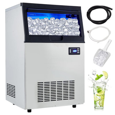 Stainless Steel Commercial Under Counter Ice Maker, 100lbs/24H, 33lbs Storage, 2 Water Inlet Modes, Freestanding for Bar, Home & Restaurant | Fridge.com