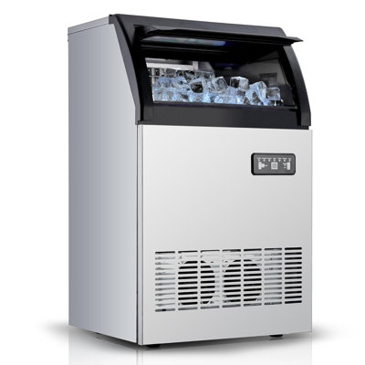 Commercial Ice Maker, 120lbs/24H Dual Inlet Stainless Steel Under Counter Ice Maker with a Storage Capacity of 33 Pounds, a Standalone Ice Maker | Fridge.com