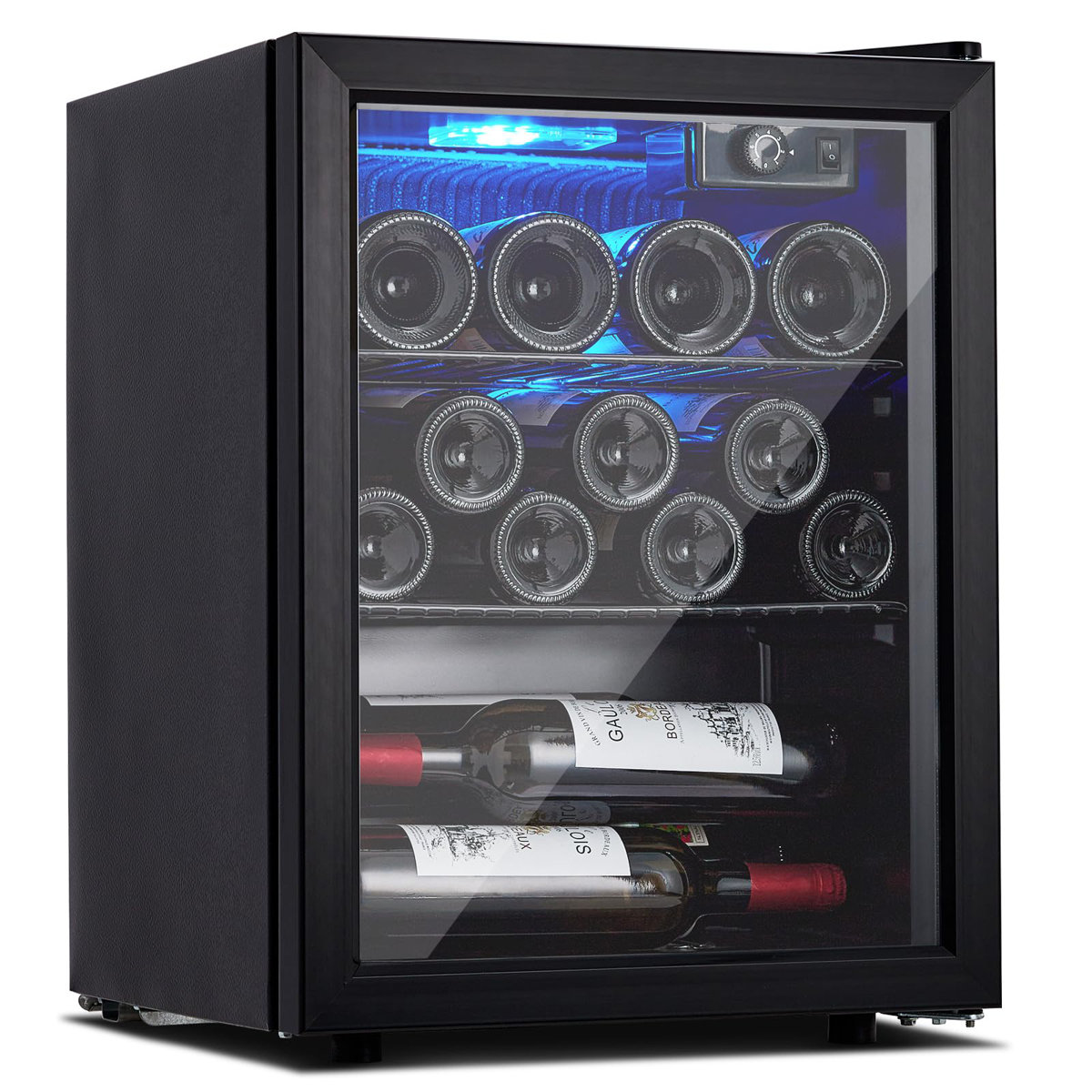 16 Bottle Mini Wine Fridge, Wine Cooler Temperature Adjustment Range 40~61F, Wine Fridge - View 1 | Fridge.com