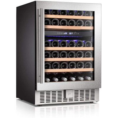 YUKOOL Dual Zone 23.43'' Freestanding 46 Bottle Wine Refrigerator | Fridge.com