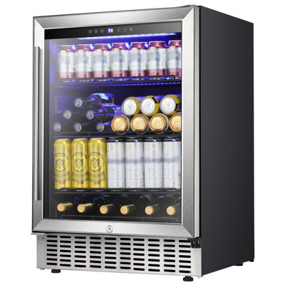 YUKOOL 23.43'' W Built-In 149 Cans (12 oz.) Beverage Cooler with Wine Storage | Fridge.com