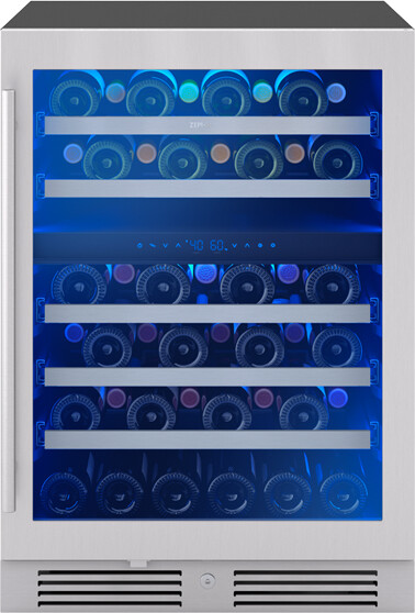 Zephyr PRW24C02C Presrv 24 Inch Wide 45 Bottle Capacity Built-In/Free Standing Dual Zone Wine Cooler with Vibration Dampening System - Stainless Steel | Fridge.com