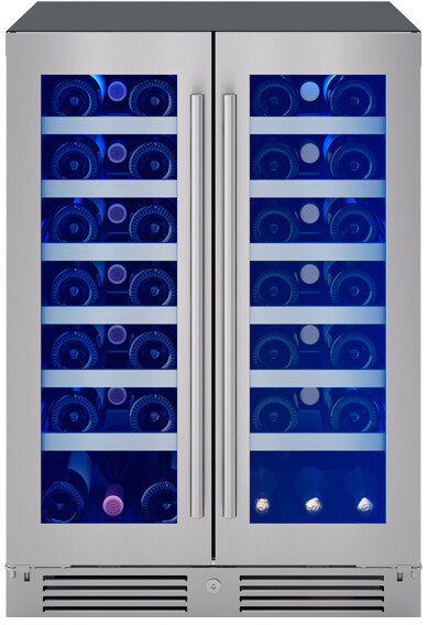 Zephyr PRW24C32C Presrv 24 Inch Wide 42 Bottle Capacity Built-In/Free Standing Dual Zone Wine Cooler with 3-Color LED Lighting - Stainless Steel | Fridge.com