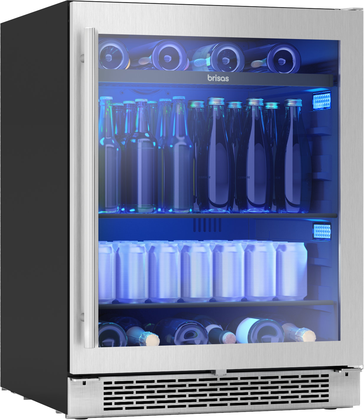 Zephyr - 5.11 Cu. Ft. Brisas 24 in. 8-Bottle and 98-Can Built-in Single Zone Beverage Cooler - Stainless Steel/Glass | Fridge.com