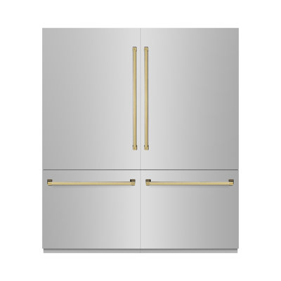 ZLINE Autograph Edition 72 in. 39.6 cu. ft. French Door Built-In Bottom Freezer Refrigerator with Water Dispensers and Ice Makers in Stainless Steel w | Fridge.com