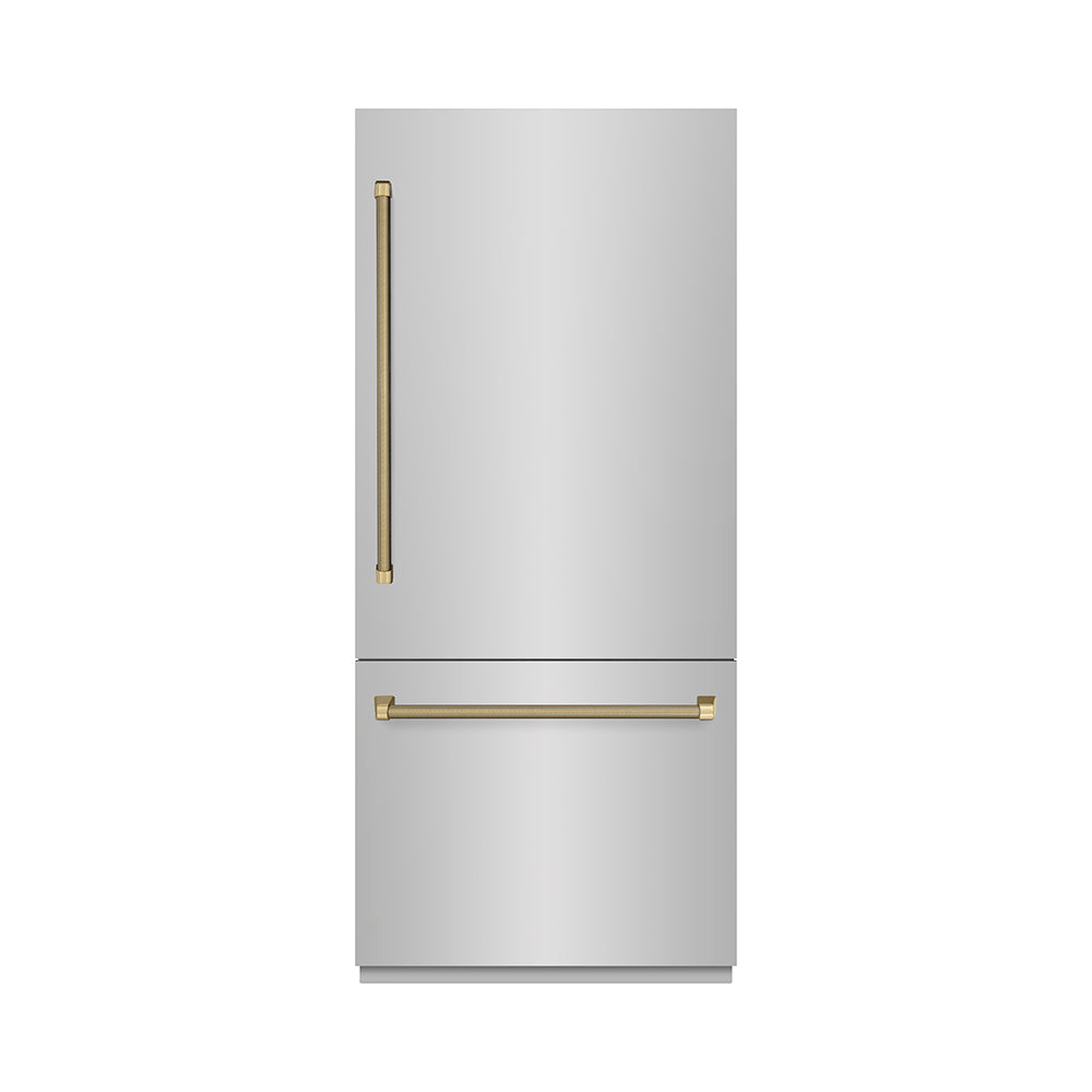 ZLINE 36 Inch Autograph 36" Built In Counter Depth Bottom Freezer Refrigerator GRBITZ30436KCB - View 3 | Fridge.com