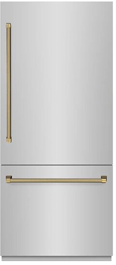 ZLINE 36 Inch autograph 36" Built In Counter Depth Bottom Freezer Refrigerator GRBITZ30436KG | Fridge.com