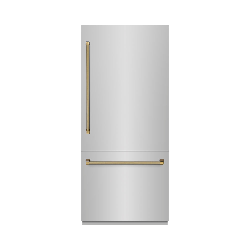 ZLINE 36 Inch Autograph 36" Built In Counter Depth Bottom Freezer Refrigerator GRBITZ30436KG - View 3 | Fridge.com