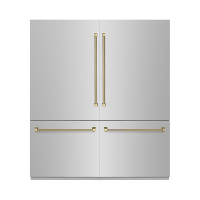 ZLINE Autograph 72 In. 39.6 Cu. Ft. French Door Built-In Bottom Freezer Refrigerator With Water Dispensers And Ice Makers In Stainless Steel With Grap - View 1 | Fridge.com