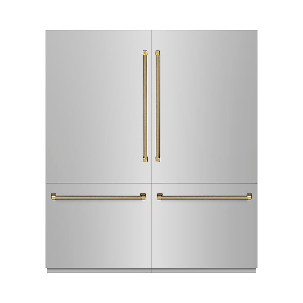 ZLINE Autograph 72 in. Built-In Refrigerator W/ Gray Interior And Polished Gold Helix Handles - View 4 | Fridge.com