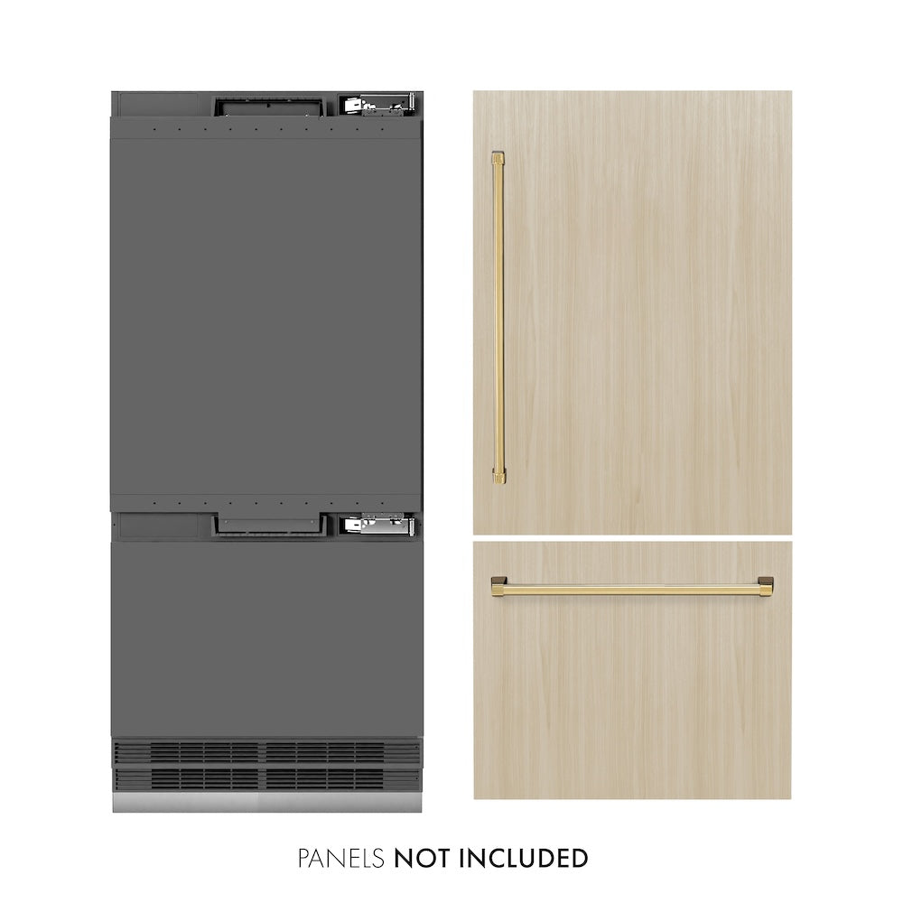 ZLINE 36 Inch Autograph 36" Built In Counter Depth Bottom Freezer Refrigerator GRBITZ36G - View 3 | Fridge.com