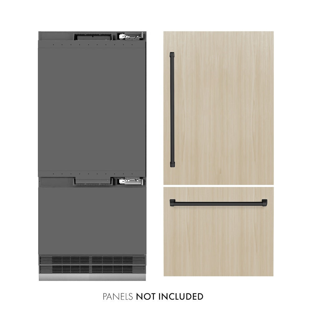 ZLINE 36 Inch Autograph 36" Built In Counter Depth Bottom Freezer Refrigerator GRBITZ36MB - View 3 | Fridge.com