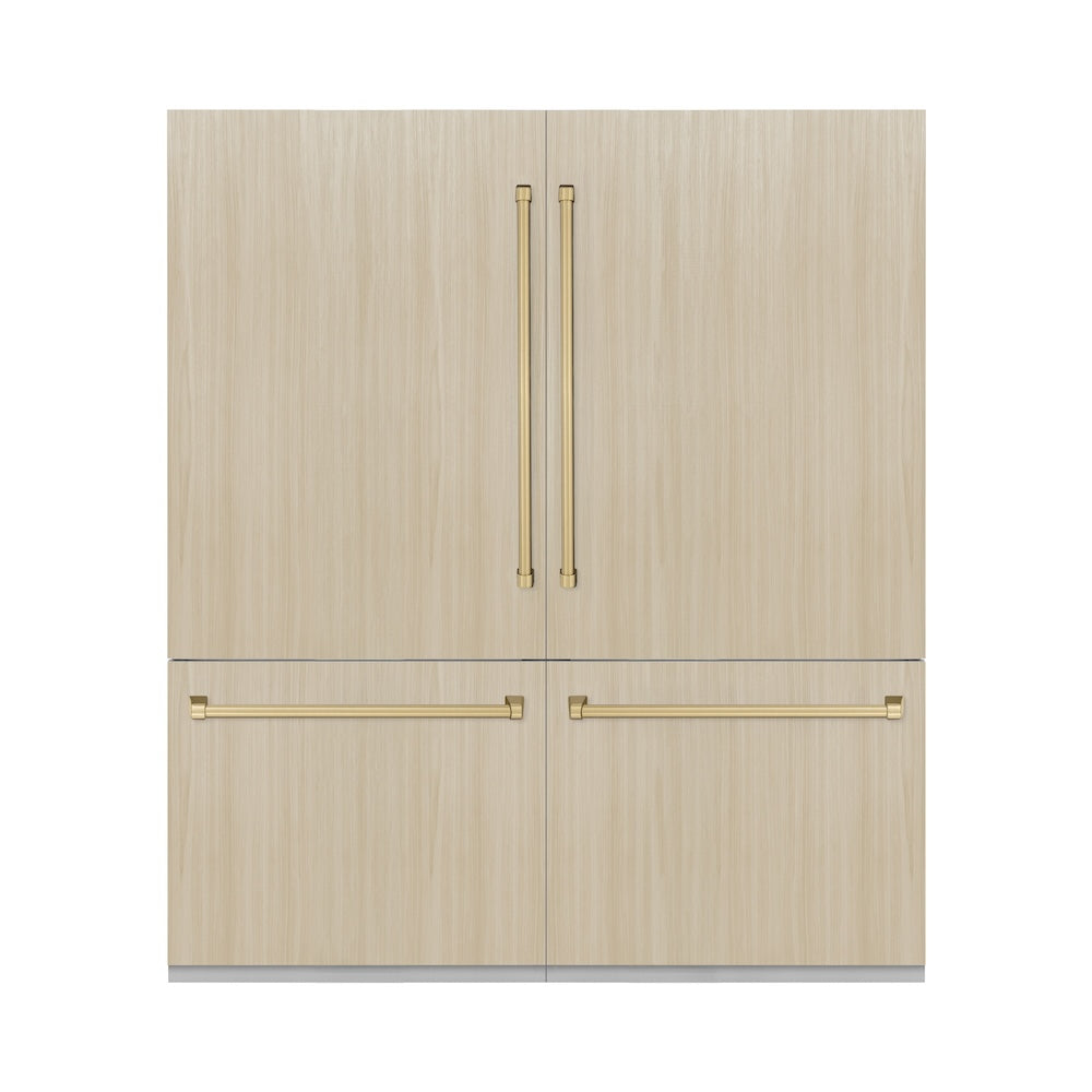ZLINE Autograph Edition 72 in. 39.6 cu. ft. Panel Ready French Door Built-In Bottom Freezer Refrigerator with Water Dispensers and Ice Makers with Gra | Fridge.com