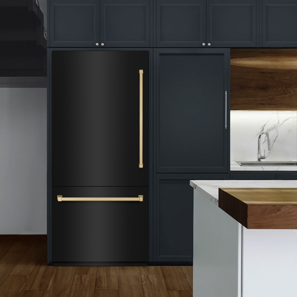 ZLINE 36 Inch Autograph 36" Built In Counter Depth Bottom Freezer Refrigerator GRBITZBS36CB - View 2 | Fridge.com