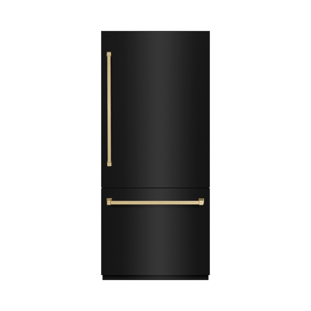 ZLINE 36 Inch Autograph 36" Built In Counter Depth Bottom Freezer Refrigerator GRBITZBS36CB - View 3 | Fridge.com