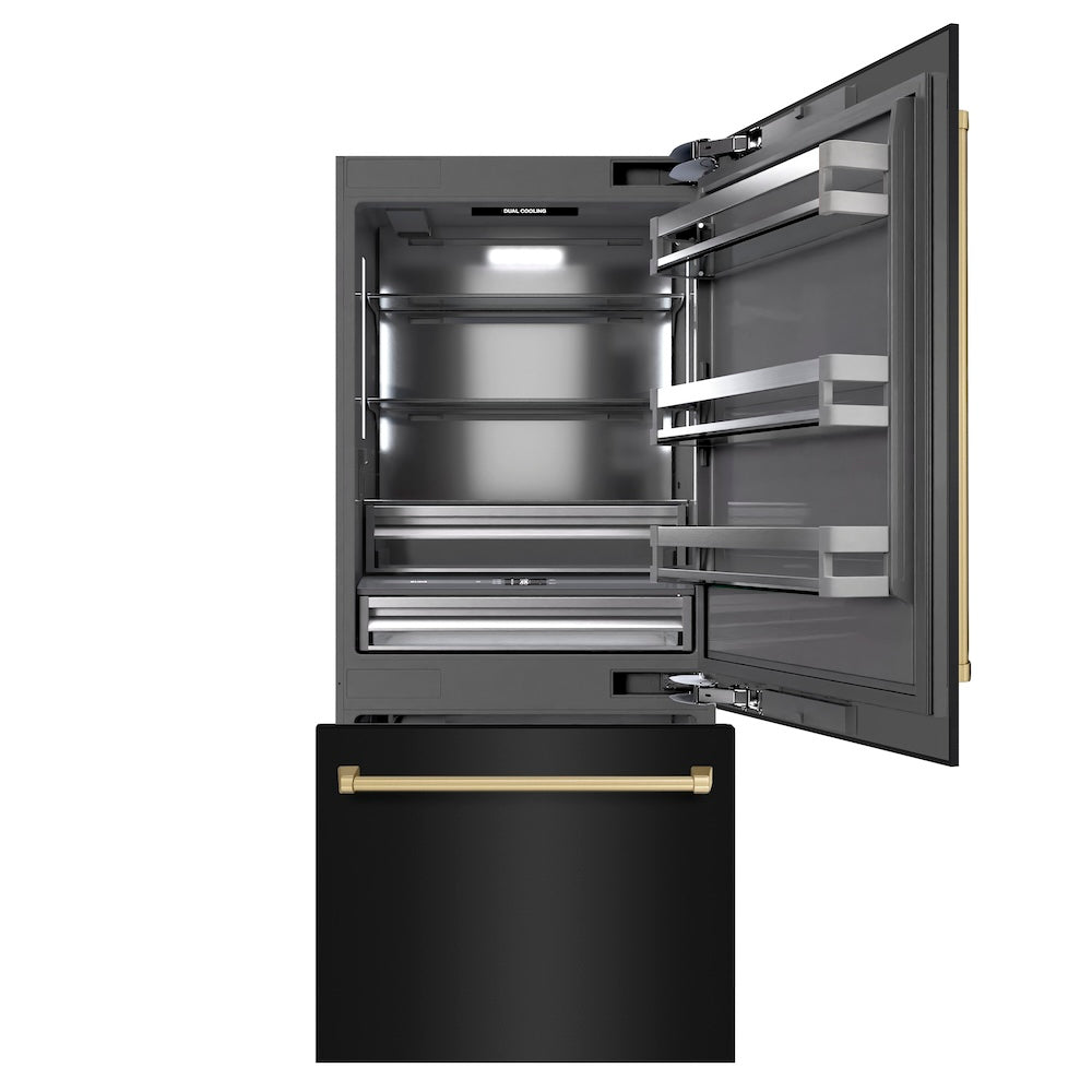 ZLINE 36 Inch Autograph 36" Built In Counter Depth Bottom Freezer Refrigerator GRBITZBS36CB - View 4 | Fridge.com