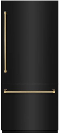 ZLINE 36 Inch autograph 36" Built In Counter Depth Bottom Freezer Refrigerator GRBITZBS36KG | Fridge.com