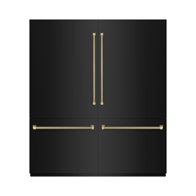 ZLINE Autograph 72 in. 39.6 cu. ft. French Door Built-In Bottom Freezer Refrigerator With Water Dispensers And Ice Makers In Black Stainless Steel Wit - View 1 | Fridge.com