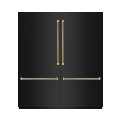 ZLINE Autograph 72 in. 39.6 cu. ft. French Door Built-In Bottom Freezer Refrigerator With Water Dispensers And Ice Makers In Black Stainless Steel Wit - View 1 | Fridge.com