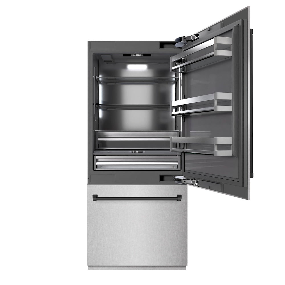 ZLINE 36 Inch autograph 36" Built In Counter Depth Bottom Freezer Refrigerator GRBITZSN36MB | Fridge.com
