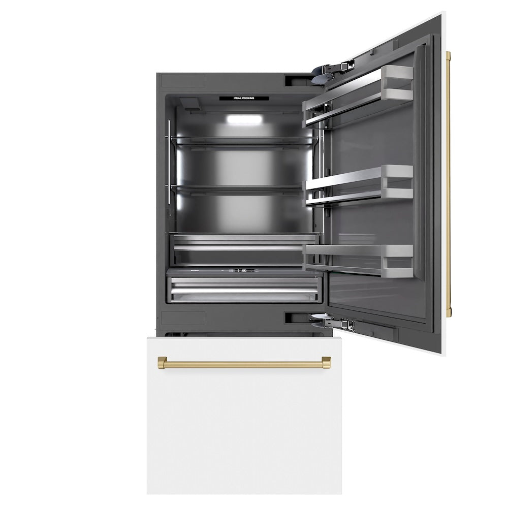 ZLINE 36 Inch autograph 36" Built In Counter Depth Bottom Freezer Refrigerator GRBITZWM36CB | Fridge.com