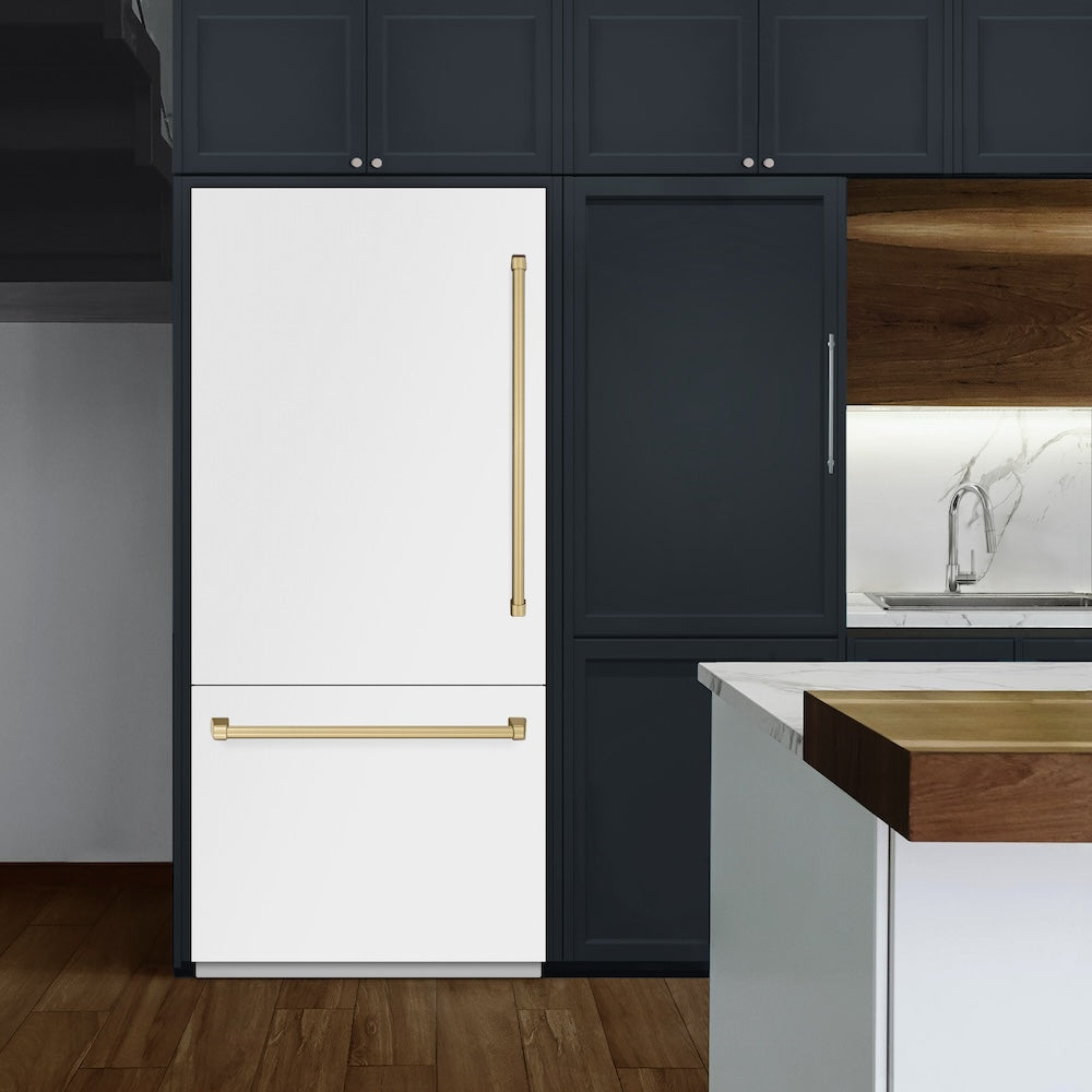 ZLINE 36 Inch Autograph 36" Built In Counter Depth Bottom Freezer Refrigerator GRBITZWM36CB - View 2 | Fridge.com