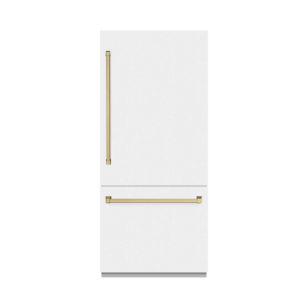 ZLINE 36 Inch Autograph 36" Built In Counter Depth Bottom Freezer Refrigerator GRBITZWM36CB - View 4 | Fridge.com