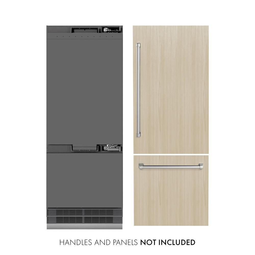 ZLINE 30 in. 16.1 cu. ft. Panel Ready Built-In Bottom Freezer Refrigerator With Water Dispenser And Ice Maker With Graphite Gray Interior (Grbiv-30) - View 2 | Fridge.com